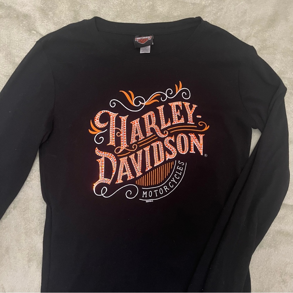 Harley Davidson Bedazzled Long Sleeve Tee